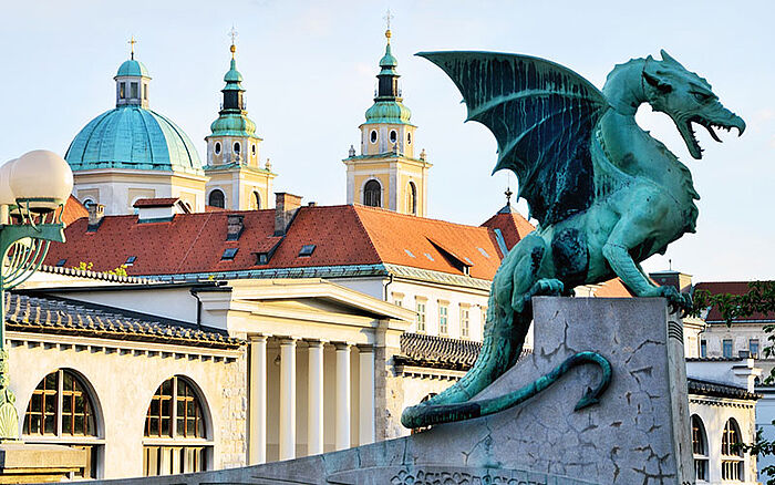 Bronze dragon in Ljubljana, Slovenia.